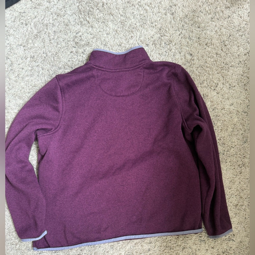 L.L. Bean Plum Fleece Pullover with Contrast Trim
